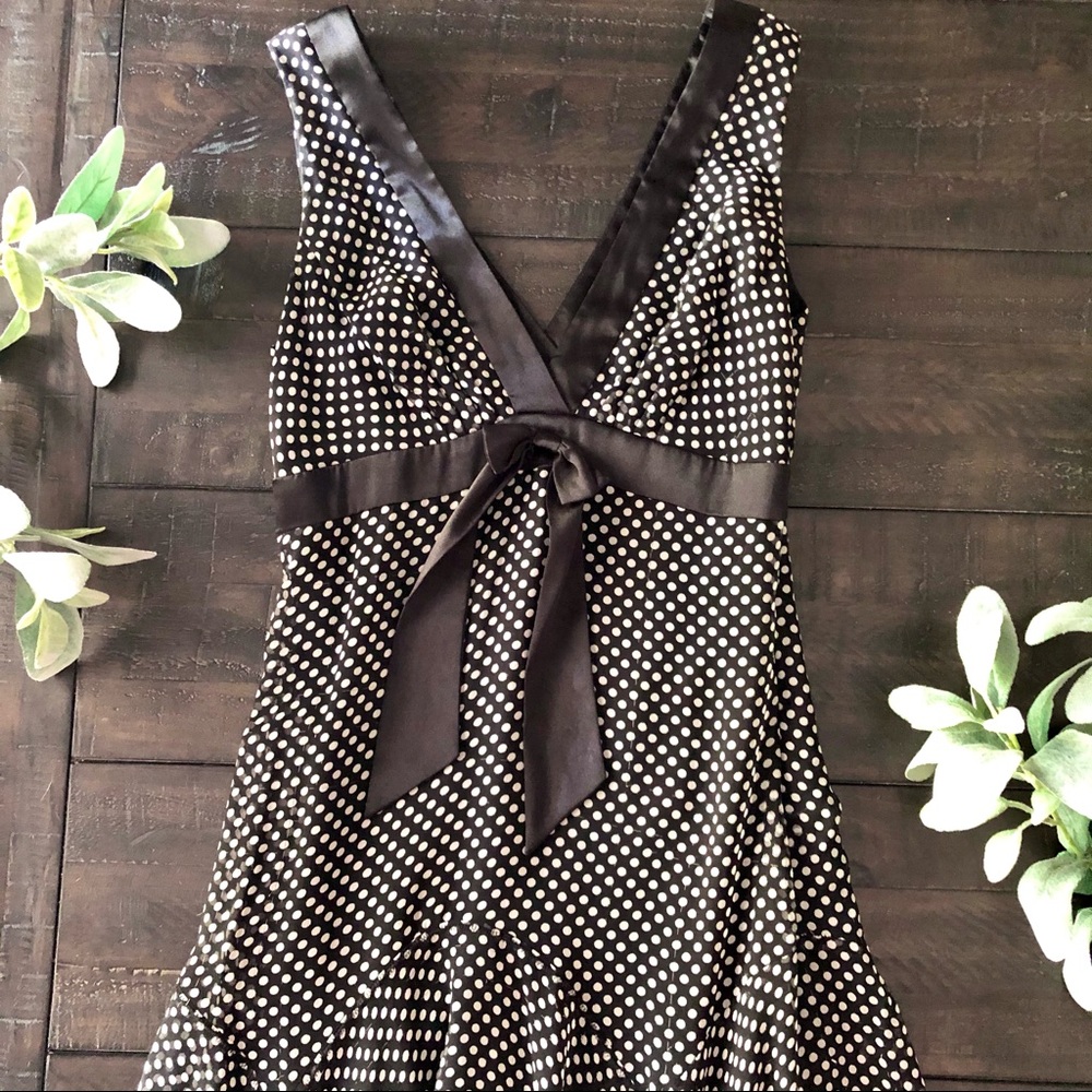 SOLD - Knee Length Flutter Silk Polka Dot Dress